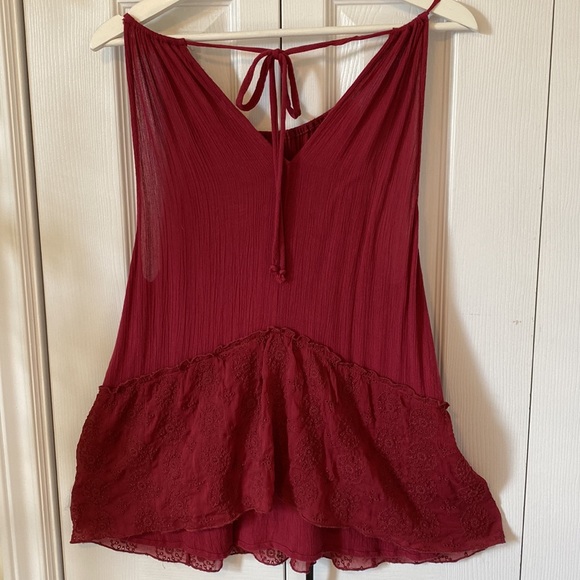 American Eagle tie back halter sheer eyelet embroidered - Picture 4 of 11